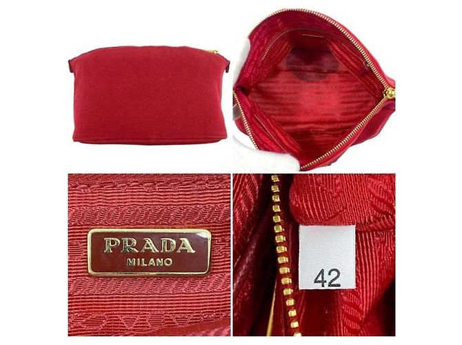 Pochette Prada Canapa Rossa in Tela e Pelle Rosso - vista 4