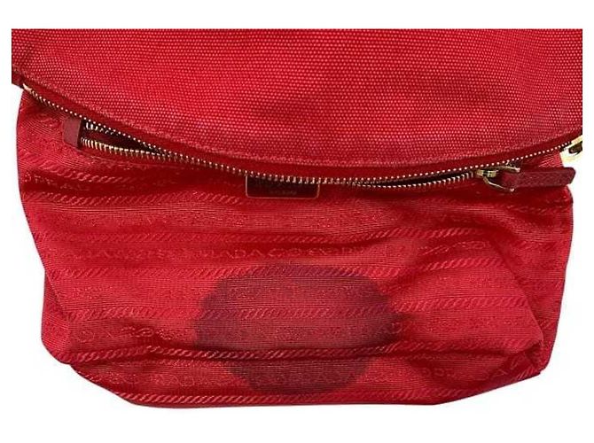 Pochette Prada Canapa Rossa in Tela e Pelle Rosso - vista 5