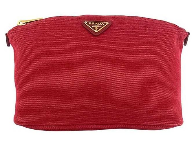 Pochette Prada Canapa Rossa in Tela e Pelle Rosso - vista 6
