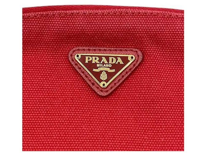 Pochette Prada Canapa Rossa in Tela e Pelle Rosso - vista 8