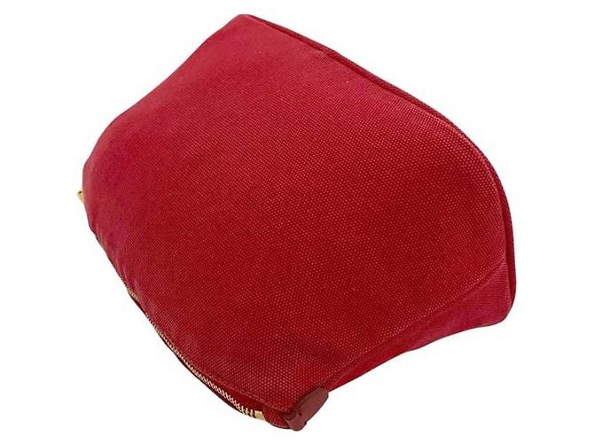 Pochette Prada Canapa Rossa in Tela e Pelle Rosso - vista 9