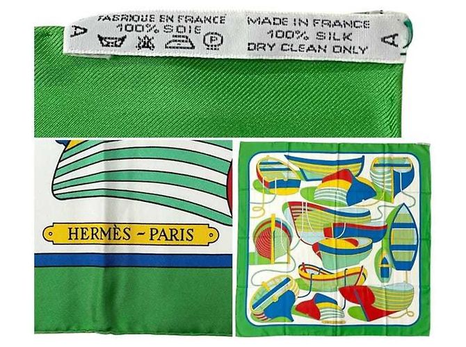 Bufanda Hermès Carré 90 Blanco Azul Verde - vista 3
