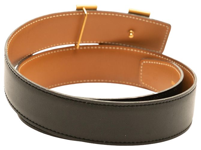 Cintura Constance H Hermès in vitello nero e Gulliver - vista 3