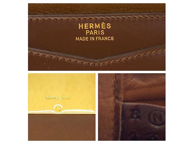 Borsa Clutch in Pelle Faco di Hermès Metallico Bronzo - vista 4