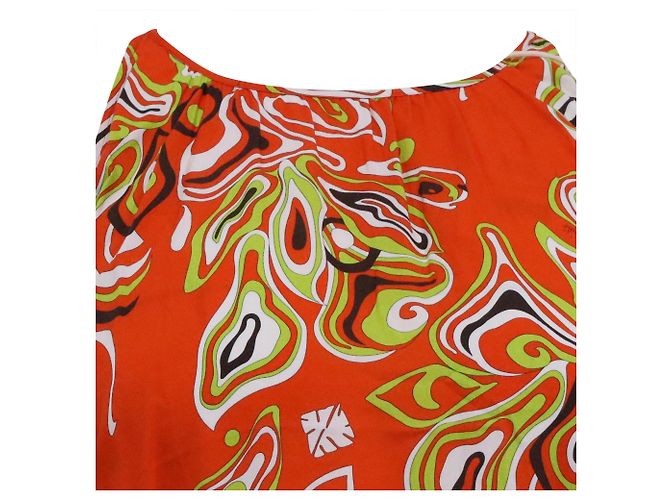 Vestido Africana com cintura amarrada de Emilio Pucci em viscose laranja - vista 2