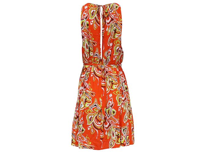 Vestido Africana com cintura amarrada de Emilio Pucci em viscose laranja - vista 4