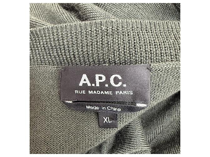 Apc A.P.C. Rundhals-Pullover aus olivgrüner Wolle - Ansicht 4