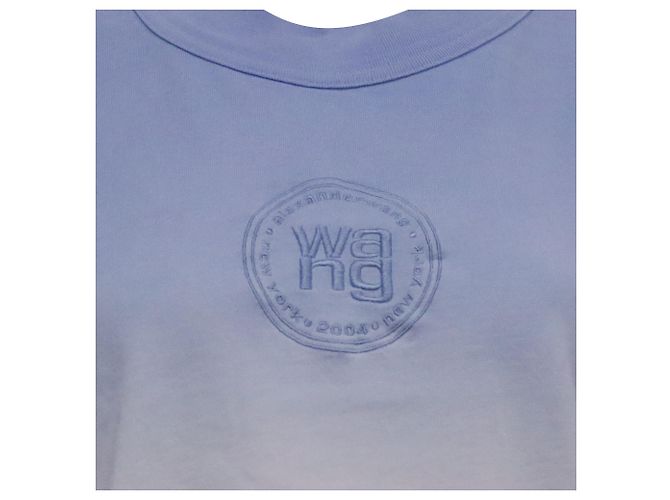 Camiseta de algodón azul claro con logo T bordado en ombré de Alexander Wang. - vista 2