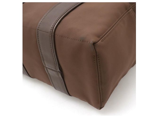 Borsa tote in nylon e pelle Hermès Acapulco PM marrone - vista 3