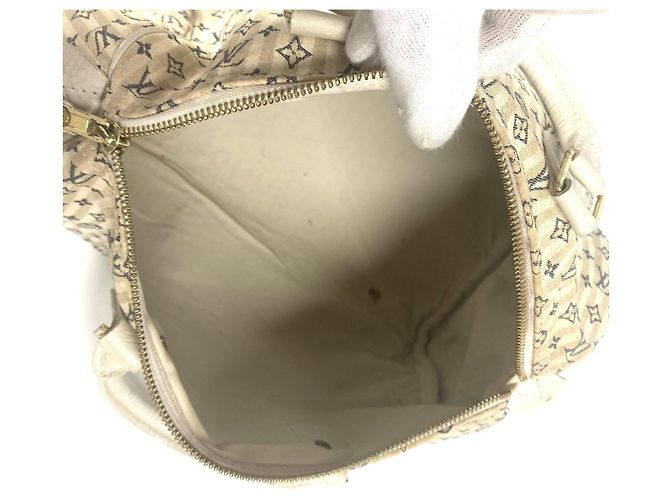 Speedy Borsa Boston Mini Lin Monogram Louis Vuitton Bianco Blu navy - vista 12
