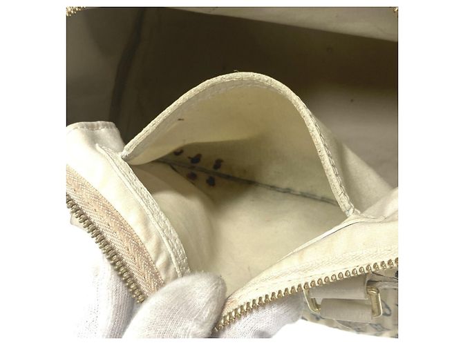 Speedy Borsa Boston Mini Lin Monogram Louis Vuitton Bianco Blu navy - vista 16
