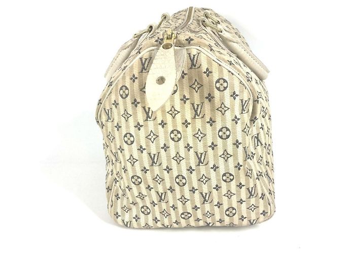 Speedy Borsa Boston Mini Lin Monogram Louis Vuitton Bianco Blu navy - vista 3