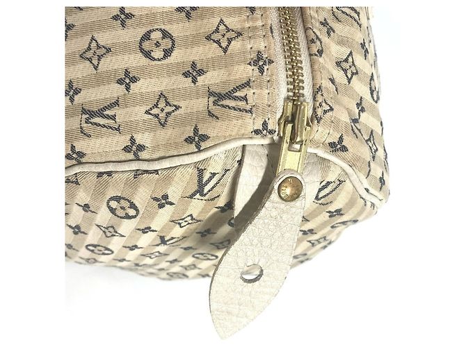 Speedy Borsa Boston Mini Lin Monogram Louis Vuitton Bianco Blu navy - vista 7