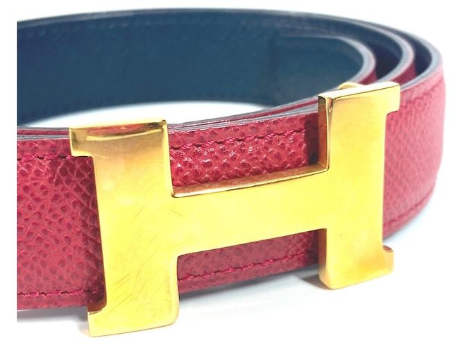 Cinturón Constance Mini H de Hermès Roja Azul marino - vista 5