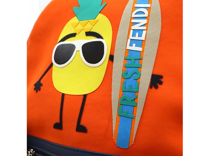 Mochila Fendi Fresh Pineapple Preto Laranja - vista 10