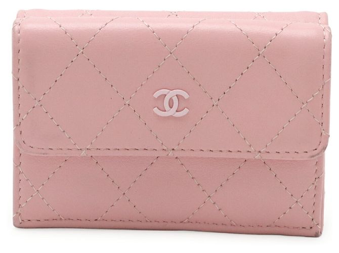 Chanel Matelassé Coco Mark Dreifach Geldbörse Pink - Ansicht 2