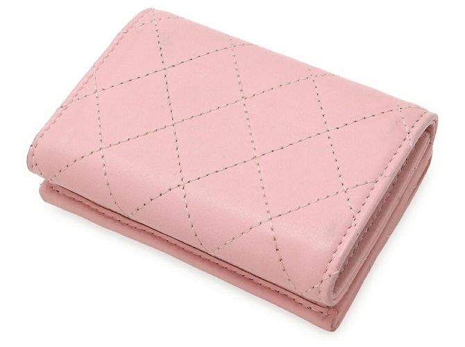 Chanel Matelassé Coco Mark Dreifach Geldbörse Pink - Ansicht 3