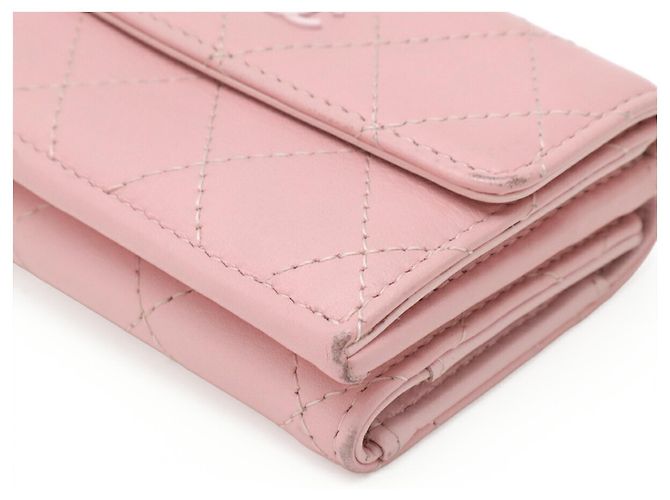 Chanel Matelassé Coco Mark Dreifach Geldbörse Pink - Ansicht 4
