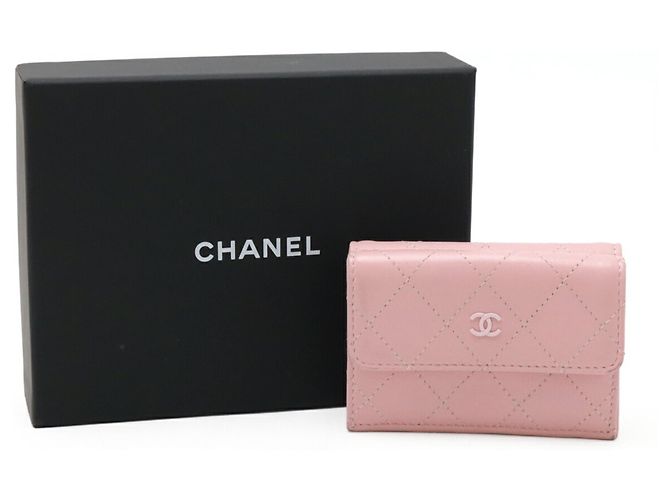Chanel Matelassé Coco Mark Dreifach Geldbörse Pink - Ansicht 8