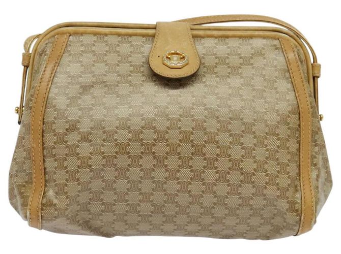 Céline CELINE Macadam Canvas Schultertasche PVC Beige Gold Auth sw1359 Golden - Ansicht 13