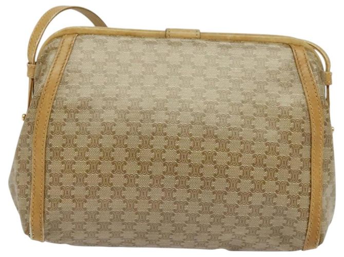 Céline CELINE Macadam Canvas Schultertasche PVC Beige Gold Auth sw1359 Golden - Ansicht 2