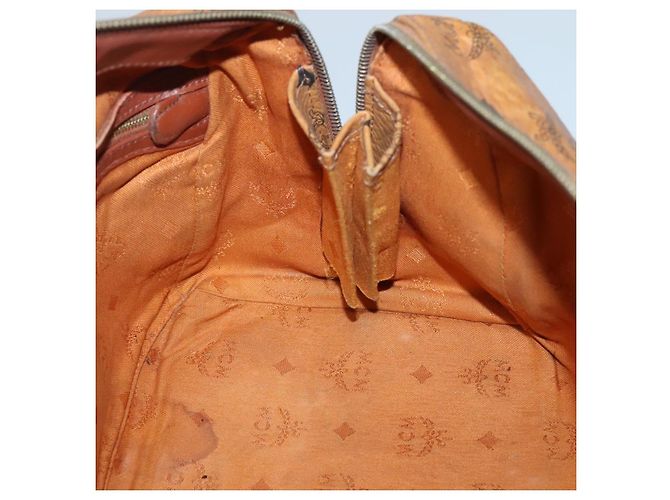 Borsa Boston MCM Logogram Vicetos in pelle PVC marrone e oro Auth BA4039 D'oro - vista 18