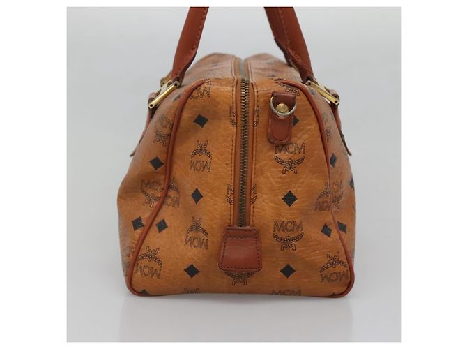 Borsa Boston MCM Logogram Vicetos in pelle PVC marrone e oro Auth BA4039 D'oro - vista 4