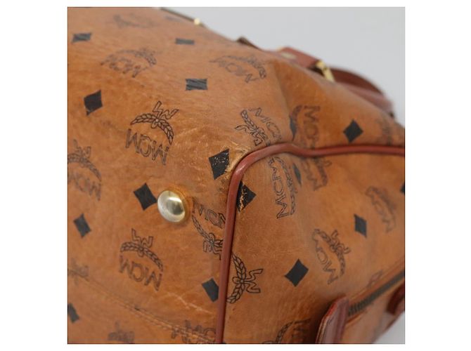Borsa Boston MCM Logogram Vicetos in pelle PVC marrone e oro Auth BA4039 D'oro - vista 8