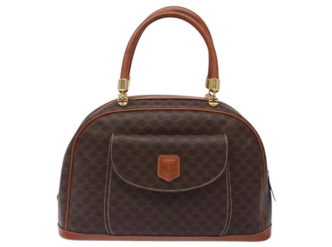 Céline Borsa a mano in tela Macadam CELINE in pelle PVC marrone oro Auth ki5869 D'oro - vista 13