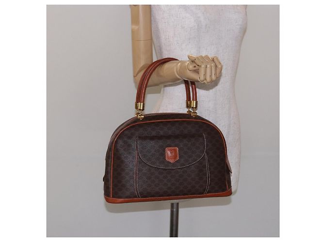 Céline Borsa a mano in tela Macadam CELINE in pelle PVC marrone oro Auth ki5869 D'oro - vista 23
