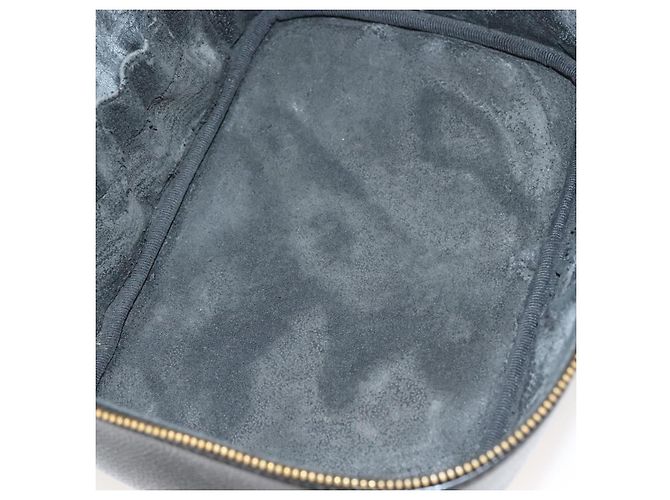 CHANEL COCO Marca Pochete Vanity Couro Caviar Preto Ouro CC Auth 134647 Dourado - vista 12