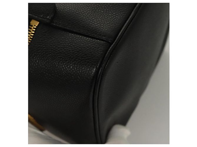 CHANEL COCO Marca Pochete Vanity Couro Caviar Preto Ouro CC Auth 134647 Dourado - vista 14