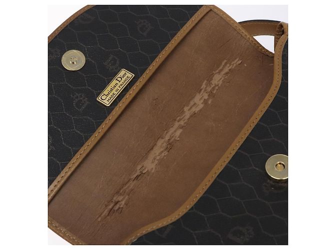 Borsa a spalla in tela a nido d'ape PVC nera e dorata Christian Dior Auth yk18869 - vista 10