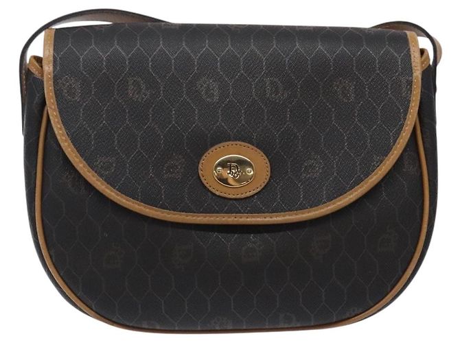 Borsa a spalla in tela a nido d'ape PVC nera e dorata Christian Dior Auth yk18869 - vista 13
