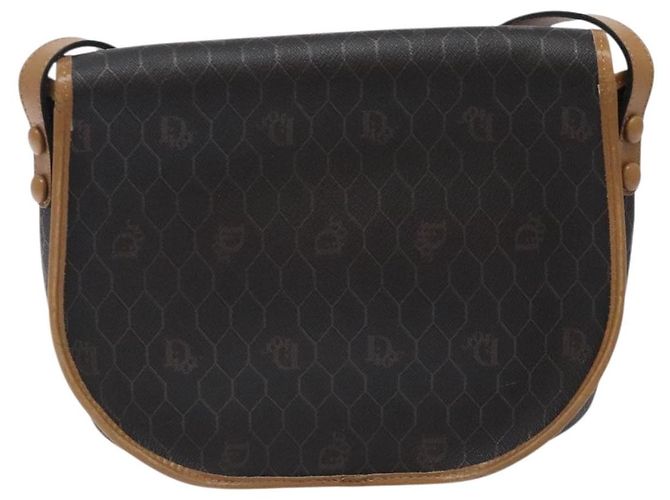 Borsa a spalla in tela a nido d'ape PVC nera e dorata Christian Dior Auth yk18869 - vista 2