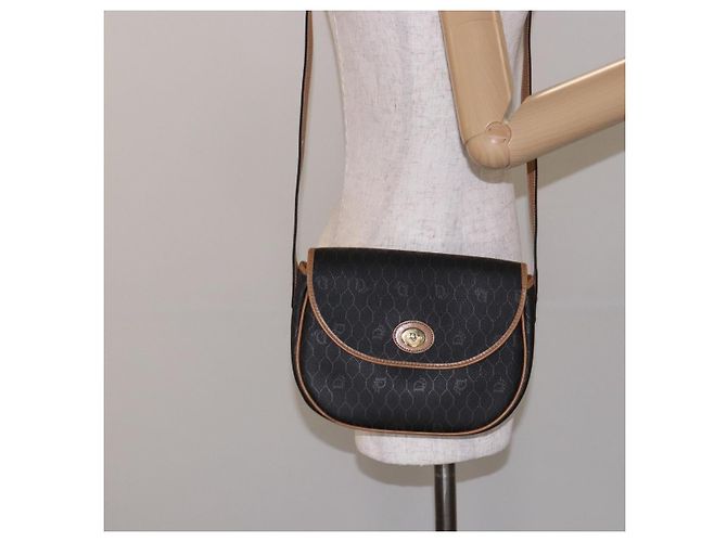 Borsa a spalla in tela a nido d'ape PVC nera e dorata Christian Dior Auth yk18869 - vista 22