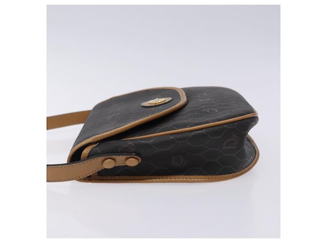 Borsa a spalla in tela a nido d'ape PVC nera e dorata Christian Dior Auth yk18869 - vista 4