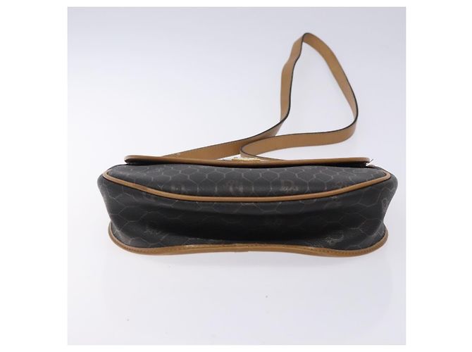 Borsa a spalla in tela a nido d'ape PVC nera e dorata Christian Dior Auth yk18869 - vista 5