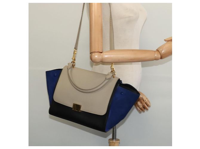 Céline Borsa Trapeze in pelle 2 in 1 beige oro Auth BA4167 D'oro - vista 24