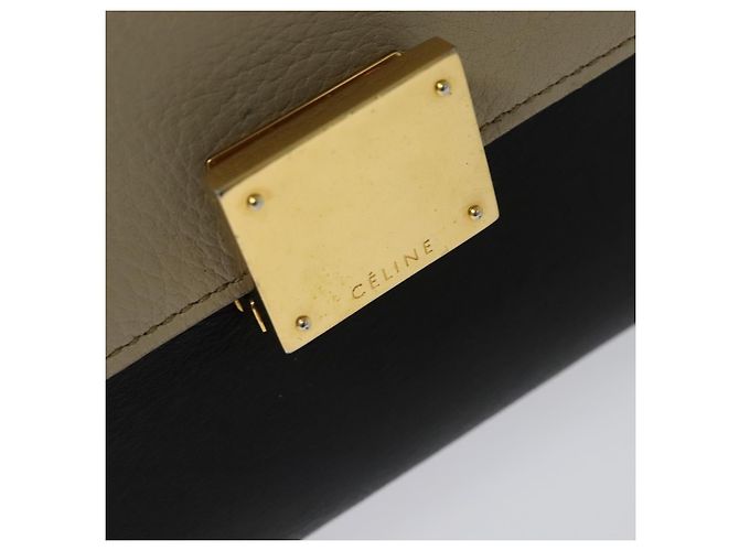 Céline Borsa Trapeze in pelle 2 in 1 beige oro Auth BA4167 D'oro - vista 9