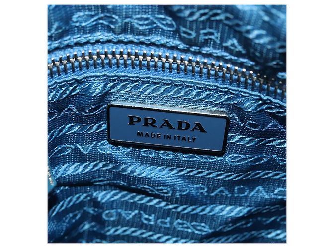 Borsa a Spalla PRADA in Nylon Blu Argento Autentica 132289 - vista 10