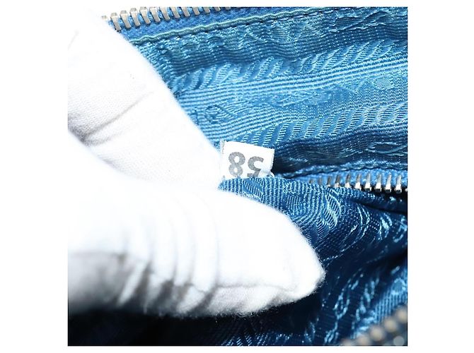 Borsa a Spalla PRADA in Nylon Blu Argento Autentica 132289 - vista 12