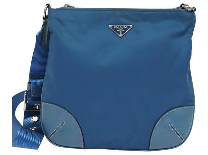 Borsa a Spalla PRADA in Nylon Blu Argento Autentica 132289 - vista 13