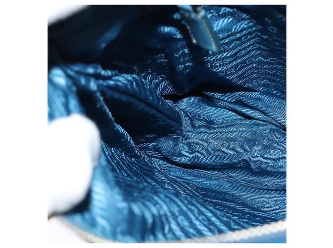 Borsa a Spalla PRADA in Nylon Blu Argento Autentica 132289 - vista 19
