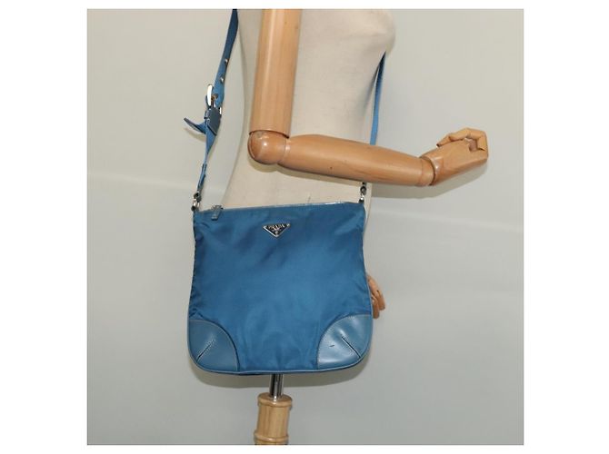 Borsa a Spalla PRADA in Nylon Blu Argento Autentica 132289 - vista 21