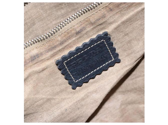 Borsa a Spalla in Pelle Prada Blu Navy Argento Autentica 132232 - vista 19