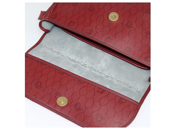 Borsa a spalla in tela a nido d'ape PVC rossa e oro Christian Dior Auth 134766 Rosso D'oro - vista 10