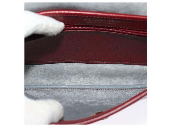 Borsa a spalla in tela a nido d'ape PVC rossa e oro Christian Dior Auth 134766 Rosso D'oro - vista 11