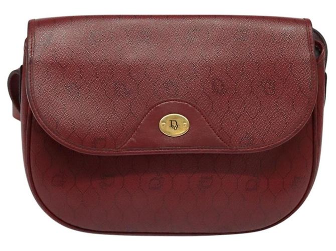 Borsa a spalla in tela a nido d'ape PVC rossa e oro Christian Dior Auth 134766 Rosso D'oro - vista 13