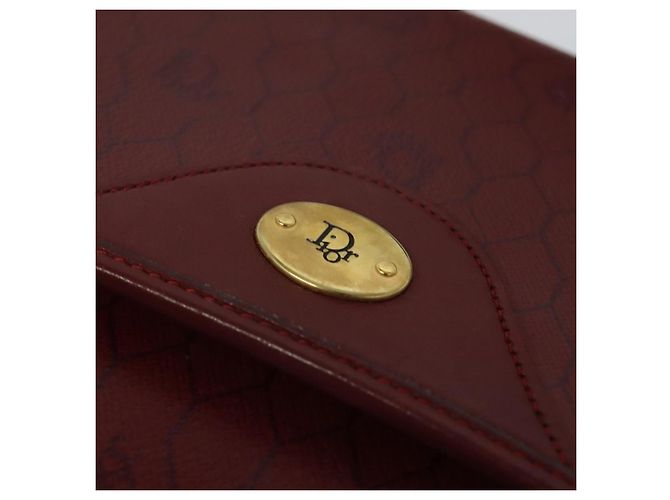 Borsa a spalla in tela a nido d'ape PVC rossa e oro Christian Dior Auth 134766 Rosso D'oro - vista 17